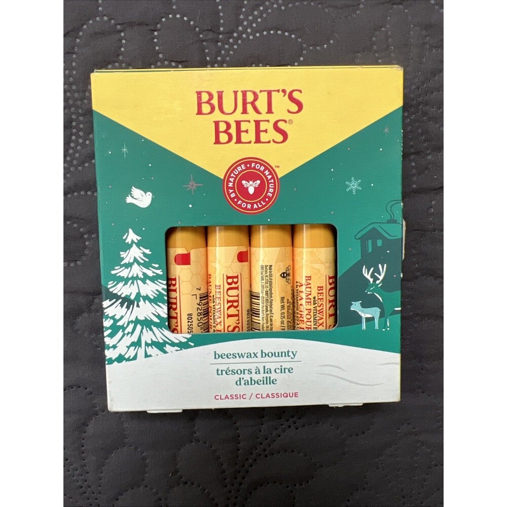 Burt's Bees Beeswax Bounty Assorted Mix 4 Pack Lip Balms Holiday Gift Set Beauty